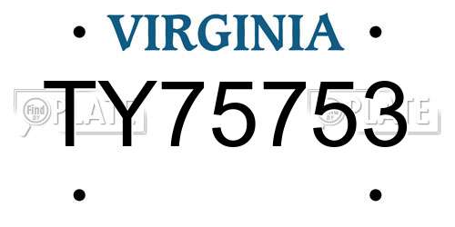 TY75753 Virginia License Plate