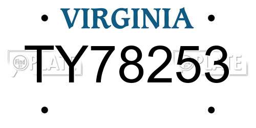 TY78253 Virginia License Plate