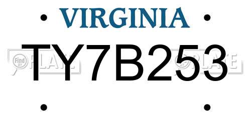 TY7B253 Virginia License Plate