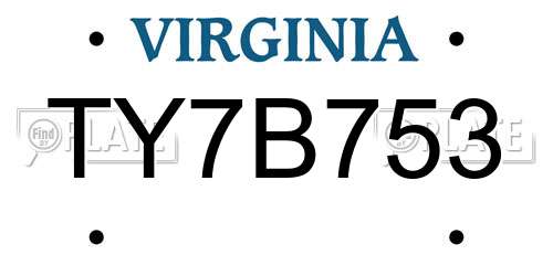 TY7B753 Virginia License Plate