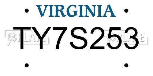 TY7S253 Virginia License Plate