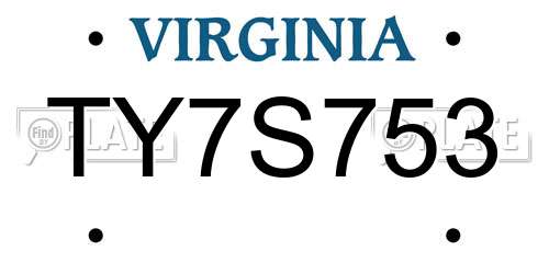 TY7S753 Virginia License Plate