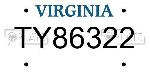 TY86322 Virginia License Plate