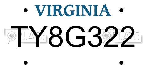 TY8G322 Virginia License Plate