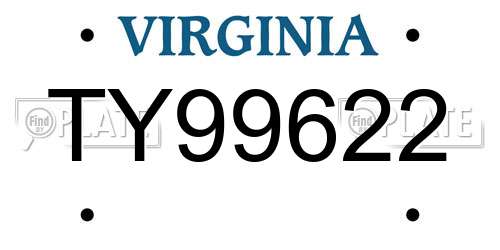 TY99622 Virginia License Plate