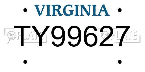 TY99627 Virginia License Plate