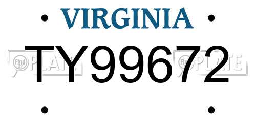 TY99672 Virginia License Plate