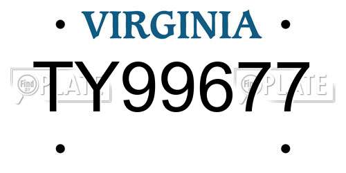TY99677 Virginia License Plate