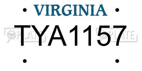 TYA1157 Virginia License Plate
