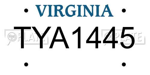 TYA1445 Virginia License Plate