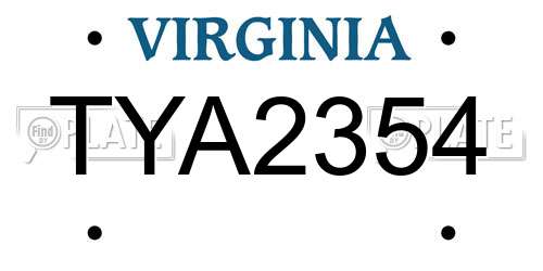 TYA2354 Virginia License Plate