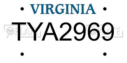 TYA2969 Virginia License Plate