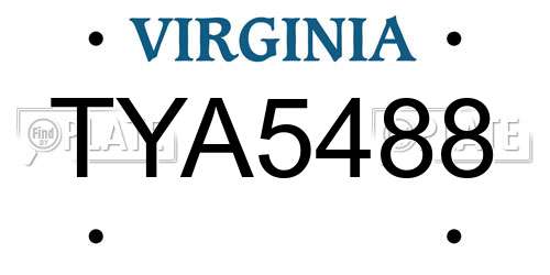 TYA5488 Virginia License Plate