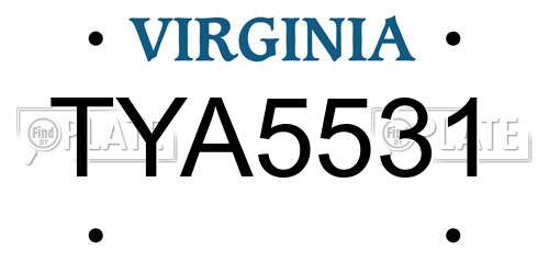 TYA5531 Virginia License Plate