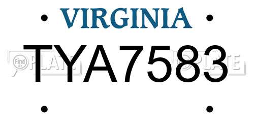 TYA7583 Virginia License Plate
