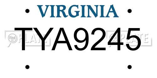 TYA9245 Virginia License Plate