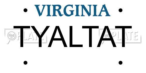TYALTAT Virginia License Plate