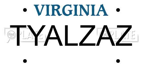TYALZAZ Virginia License Plate