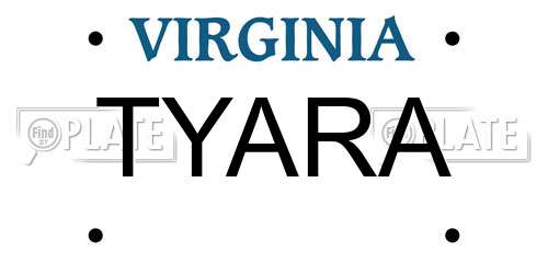 TYARA Virginia License Plate