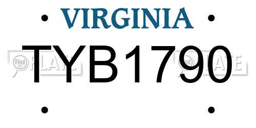 TYB1790 Virginia License Plate