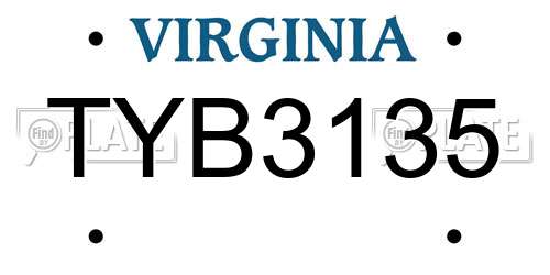 TYB3135 Virginia License Plate