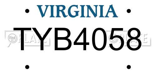 TYB4058 Virginia License Plate