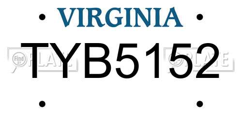 TYB5152 Virginia License Plate