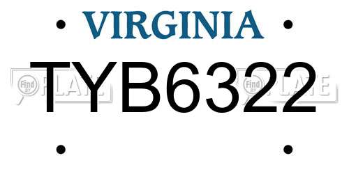 TYB6322 Virginia License Plate