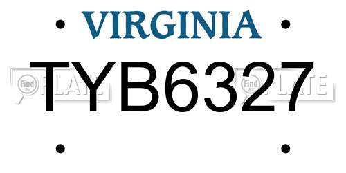 TYB6327 Virginia License Plate