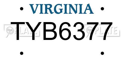 TYB6377 Virginia License Plate