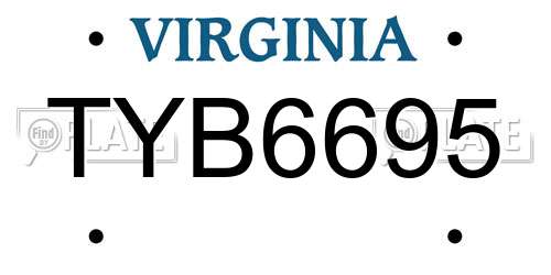 TYB6695 Virginia License Plate