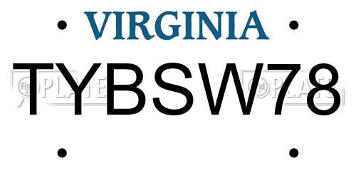 TYBSW78 Virginia License Plate