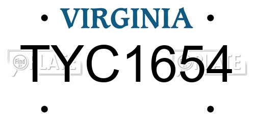 TYC1654 Virginia License Plate