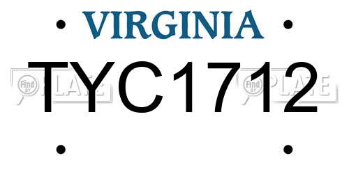 TYC1712 Virginia License Plate