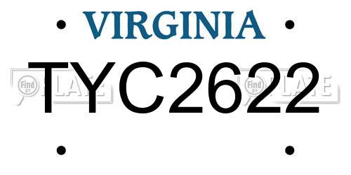 TYC2622 Virginia License Plate
