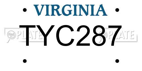 TYC287 Virginia License Plate