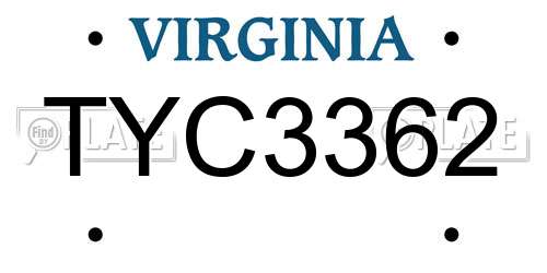 TYC3362 Virginia License Plate