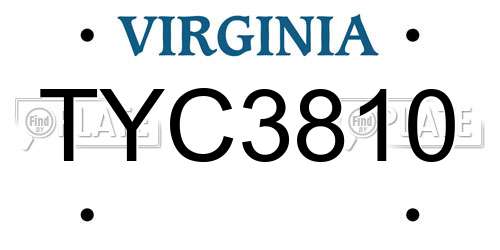 TYC3810 Virginia License Plate