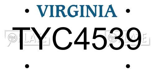 TYC4539 Virginia License Plate
