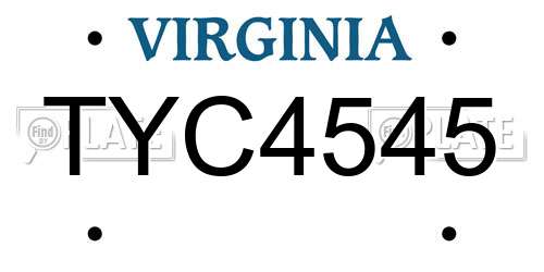 TYC4545 Virginia License Plate