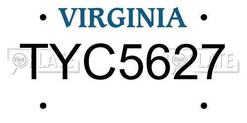 TYC5627 Virginia License Plate