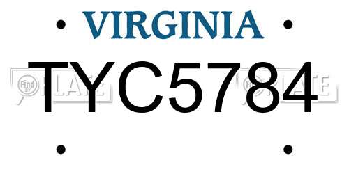 TYC5784 Virginia License Plate