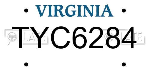 TYC6284 Virginia License Plate