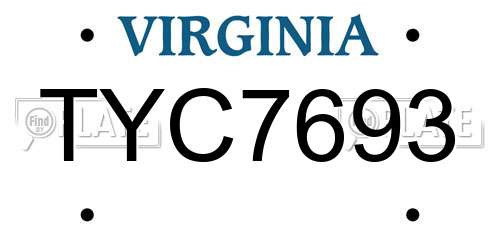 TYC7693 Virginia License Plate