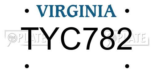 TYC782 Virginia License Plate