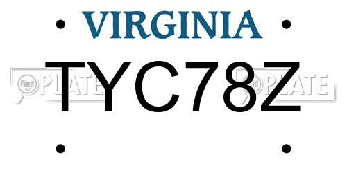 TYC78Z Virginia License Plate