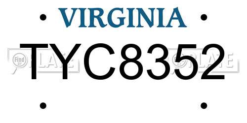 TYC8352 Virginia License Plate