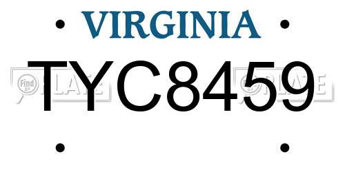 TYC8459 Virginia License Plate