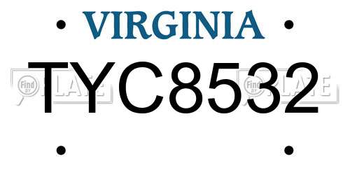 TYC8532 Virginia License Plate