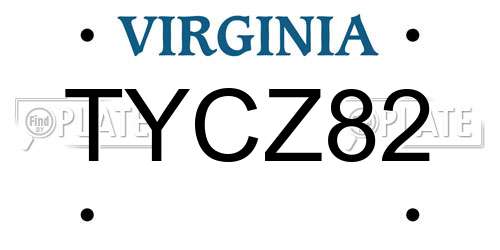 TYCZ82 Virginia License Plate